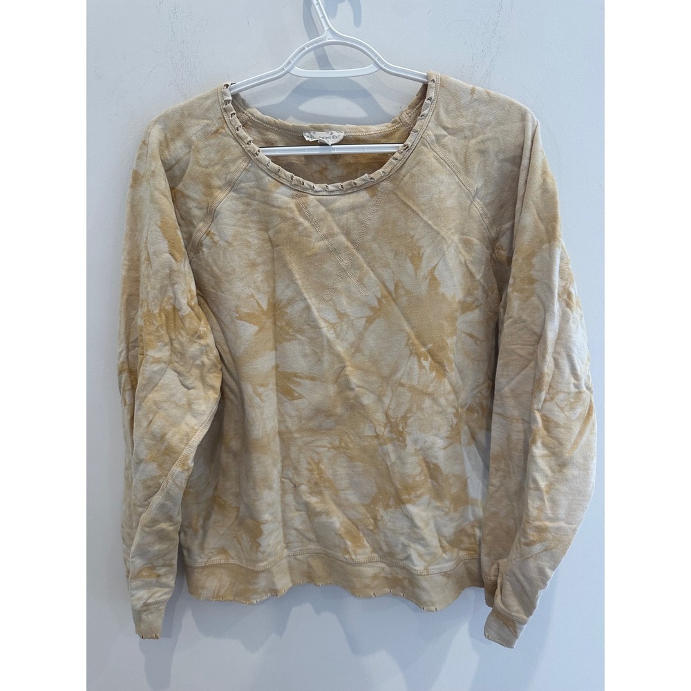 Endless Blu Tie Dye Distressed Crew Neck Sweatshirt Tan Cream Size Large Grunge